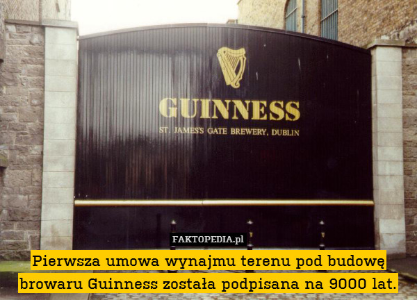 Pierwsza umowa wynajmu terenu pod budowę browaru Guinness została podpisana na 9000 lat. 