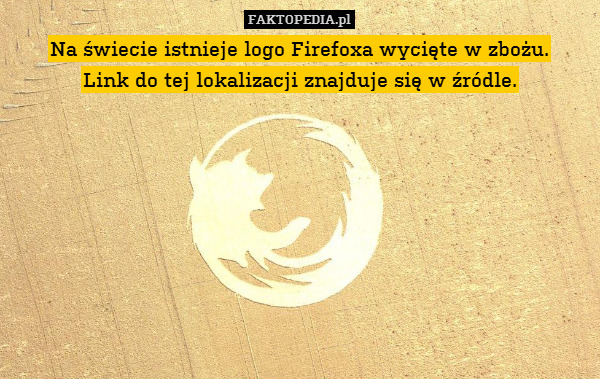 Na świecie istnieje logo Firefoxa wycięte w zbożu.
Link do tej lokalizacji znajduje się w źródle. 