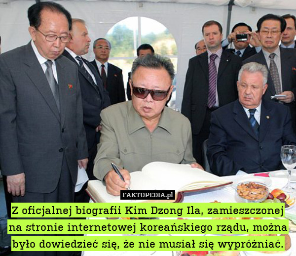 Z oficjalnej biografii Kim Dzong Ila, zamieszczonej na stronie internetowej koreańskiego rządu, można było dowiedzieć się, że nie musiał się wypróżniać. 