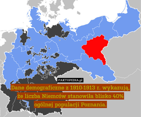 Dane demograficzne z 1910-1913 r. wykazują,
że liczba Niemców stanowiła blisko 40%
ogólnej populacji Poznania. 