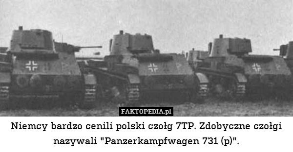 Niemcy bardzo cenili polski czołg 7TP. Zdobyczne czołgi nazywali "Panzerkampfwagen 731 (p)". 