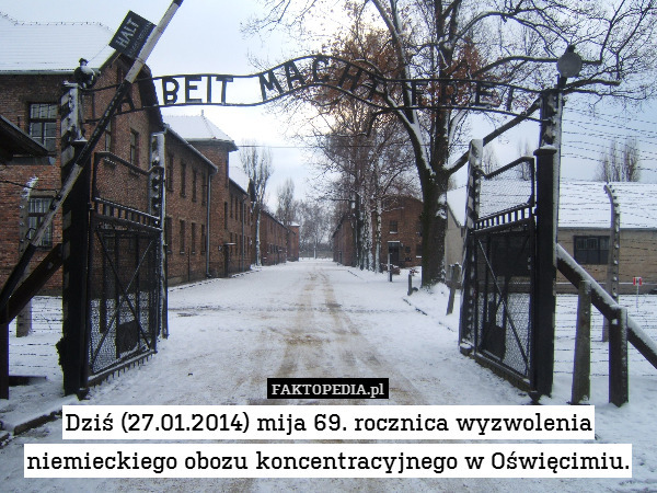 Dziś (27.01.2014) mija 69. rocznica wyzwolenia niemieckiego obozu koncentracyjnego w Oświęcimiu. 