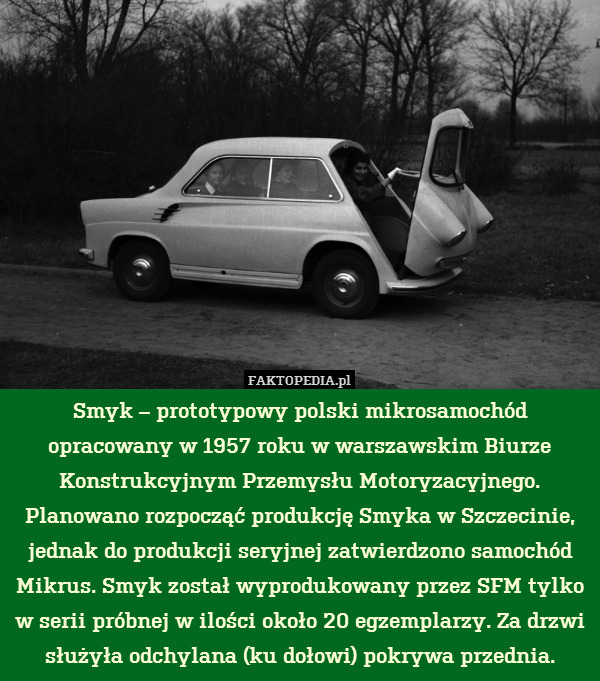 Smyk – prototypowy polski mikrosamochód opracowany w 1957 roku w warszawskim Biurze Konstrukcyjnym Przemysłu Motoryzacyjnego. Planowano rozpocząć produkcję Smyka w Szczecinie, jednak do produkcji seryjnej zatwierdzono samochód Mikrus. Smyk został wyprodukowany przez SFM tylko w serii próbnej w ilości około 20 egzemplarzy. Za drzwi służyła odchylana (ku dołowi) pokrywa przednia. 
