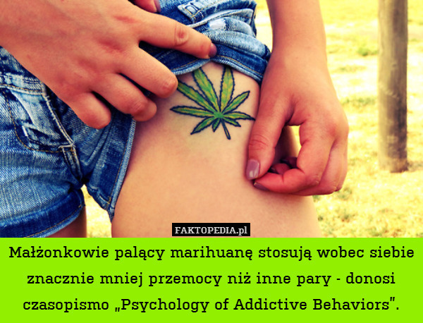 Małżonkowie palący marihuanę stosują wobec siebie znacznie mniej przemocy niż inne pary - donosi czasopismo „Psychology of Addictive Behaviors”. 