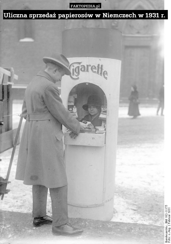 Uliczna sprzedaż papierosów w Niemczech w 1931 r. 