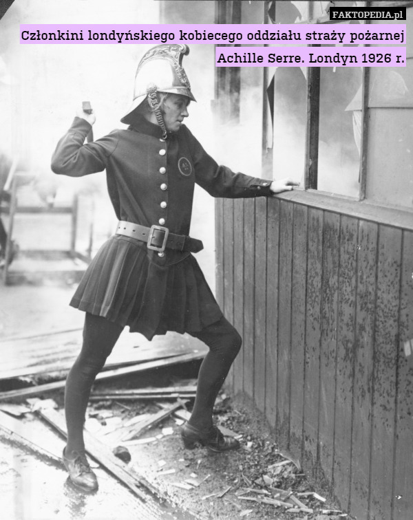 Członkini londyńskiego kobiecego oddziału straży pożarnej Achille Serre. Londyn 1926 r. 