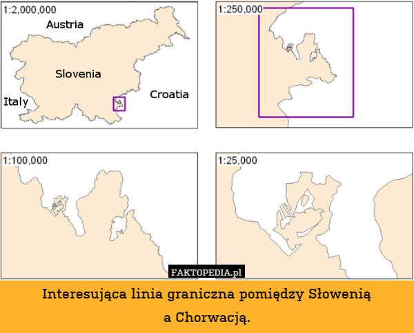 Interesująca linia graniczna pomiędzy Słowenią
a Chorwacją. 