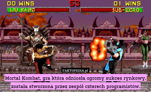 Mortal Kombat, gra która odniosła ogromy sukces rynkowy, została stworzona przez zespół czterech programistów. 