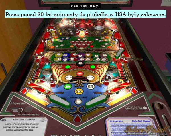 Przez ponad 30 lat automaty do pinballa w USA były zakazane. 
