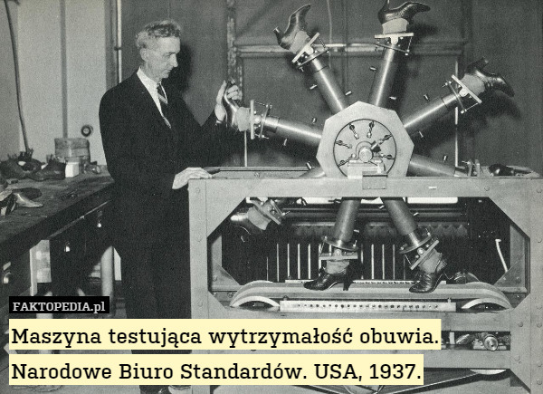 Maszyna testująca wytrzymałość obuwia. Narodowe Biuro Standardów. USA, 1937. 