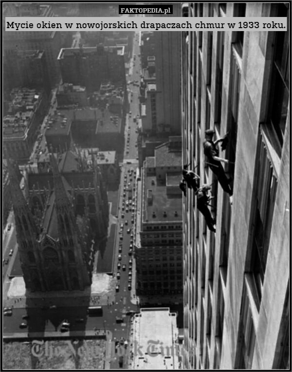 Mycie okien w nowojorskich drapaczach chmur w 1933 roku. 