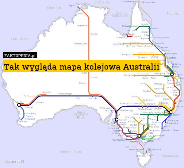 Tak wygląda mapa kolejowa Australii 
