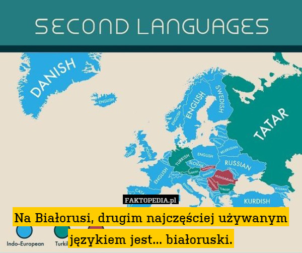 Na Białorusi, drugim najczęściej używanym językiem jest... białoruski. 