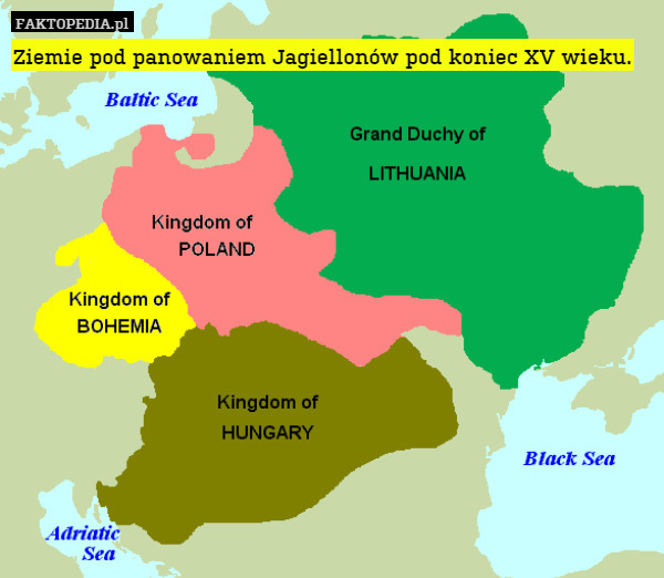 Ziemie pod panowaniem Jagiellonów pod koniec XV wieku. 
