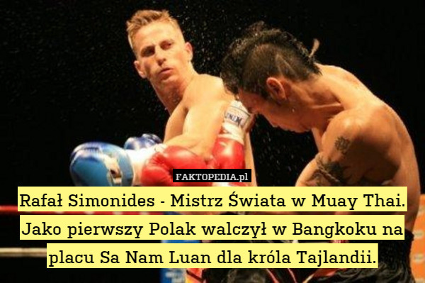 Rafał Simonides - Mistrz Świata w Muay Thai.
Jako pierwszy Polak walczył w Bangkoku na placu Sa Nam Luan dla króla Tajlandii. 