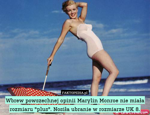Wbrew powszechnej opinii Marylin Monroe nie miała rozmiaru "plus". Nosiła ubranie w rozmiarze UK 8. 