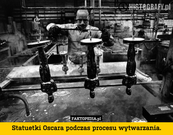 Statuetki Oscara podczas procesu wytwarzania. 