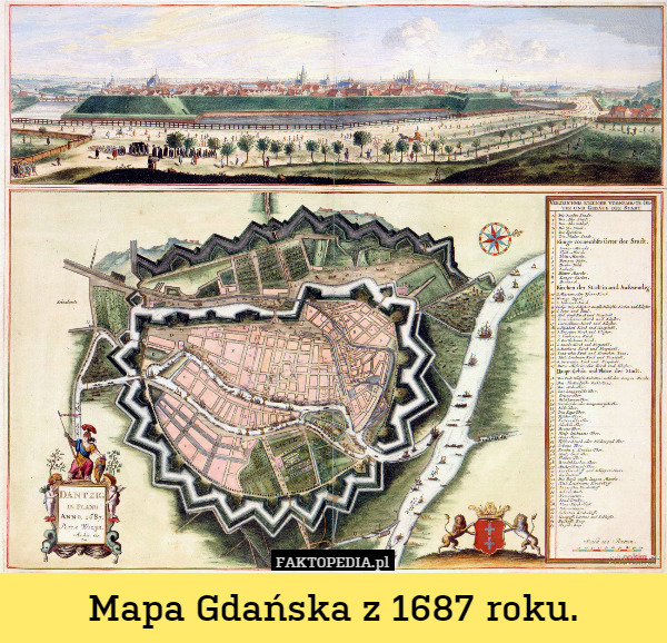 Mapa Gdańska z 1687 roku. 