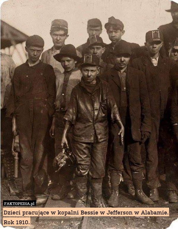 Dzieci pracujące w kopalni Bessie w Jefferson w Alabamie. Rok 1910. 