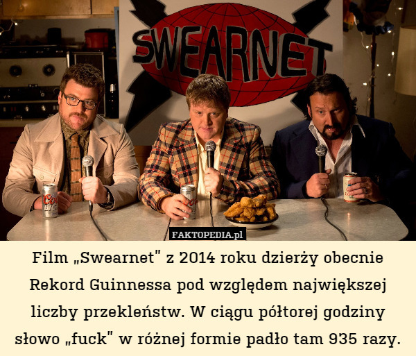 Film „Swearnet” z 2014 roku dzierży obecnie Rekord Guinnessa pod względem największej liczby przekleństw. W ciągu półtorej godziny słowo „fuck” w różnej formie padło tam 935 razy. 