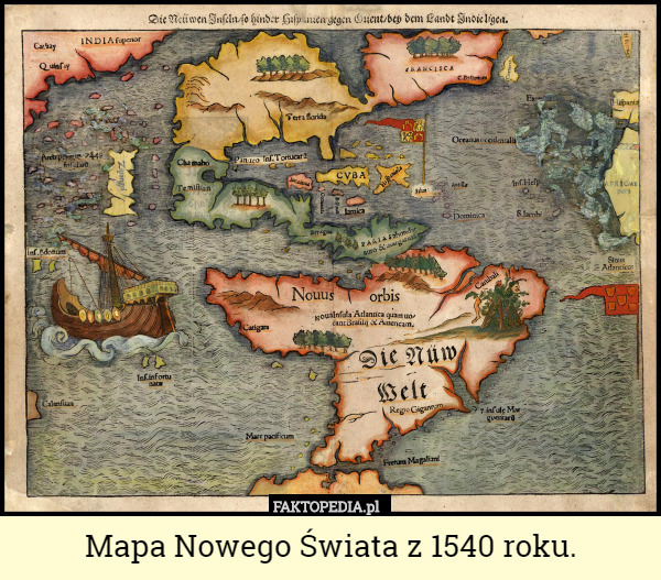 Mapa Nowego Świata z 1540 roku. 