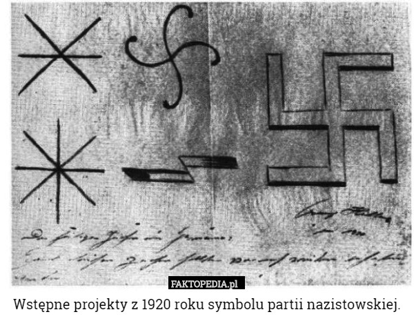 Wstępne projekty z 1920 roku symbolu partii nazistowskiej. 