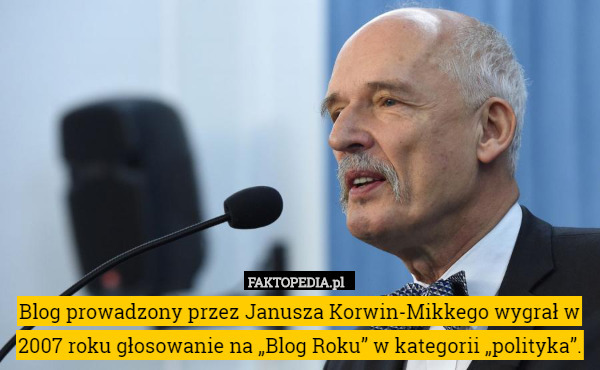 Blog prowadzony przez Janusza Korwin-Mikkego wygrał w 2007 roku głosowanie na „Blog Roku” w kategorii „polityka”. 