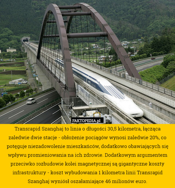 Transrapid Szanghaj to linia o długości 30,5 kilometra, łącząca zaledwie dwie stacje - obłożenie pociągów wynosi zaledwie 20%, co potęguje niezadowolenie mieszkańców, dodatkowo obawiających się wpływu promieniowania na ich zdrowie. Dodatkowym argumentem przeciwko rozbudowie kolei magnetycznej są gigantyczne koszty infrastruktury - koszt wybudowania 1 kilometra linii Transrapid Szanghaj wyniósł oszałamiające 46 milionów euro. 