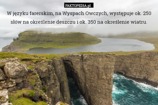 W języku farerskim, na Wyspach Owczych, występuje ok. 250 słów na określenie deszczu i ok. 350 na określenie wiatru. 