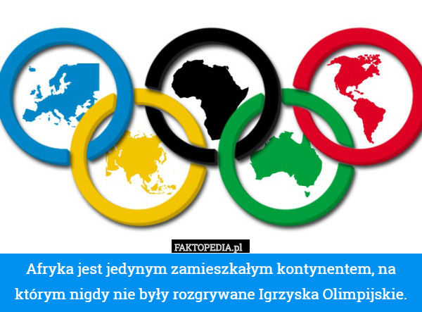 Afryka jest jedynym zamieszkałym kontynentem, na którym nigdy nie były rozgrywane Igrzyska Olimpijskie. 