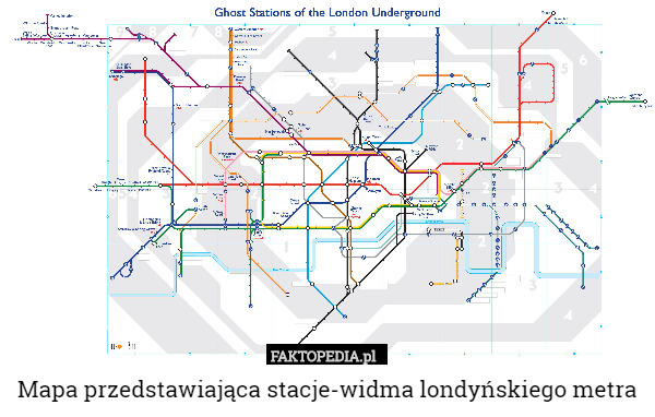 Mapa przedstawiająca stacje-widma londyńskiego metra 