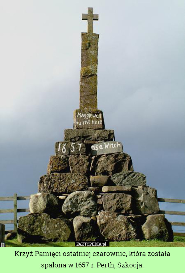 Krzyż Pamięci ostatniej czarownic, która została spalona w 1657 r. Perth, Szkocja. 