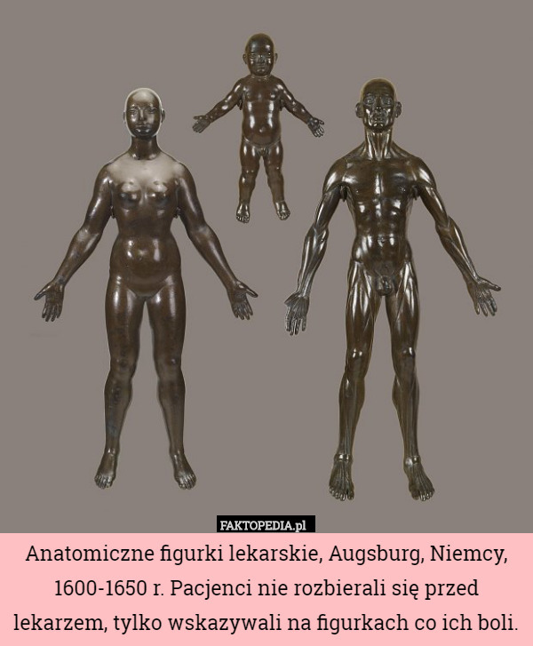 Anatomiczne figurki lekarskie, Augsburg, Niemcy, 1600-1650 r. Pacjenci nie rozbierali się przed lekarzem, tylko wskazywali na figurkach co ich boli. 