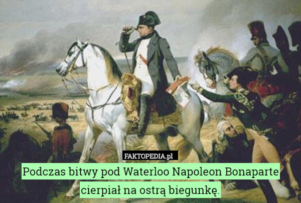 Podczas bitwy pod Waterloo Napoleon Bonaparte cierpiał na ostrą biegunkę. 