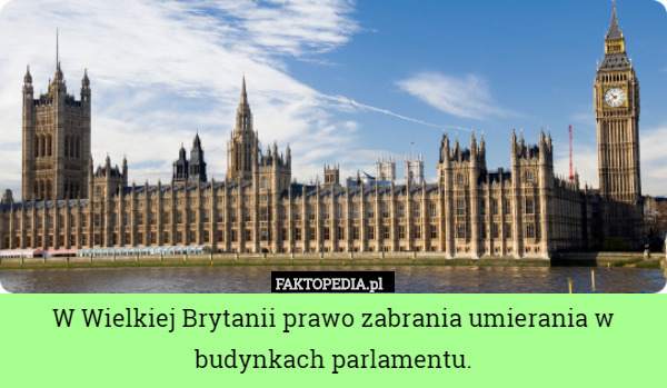 W Wielkiej Brytanii prawo zabrania umierania w budynkach parlamentu. 