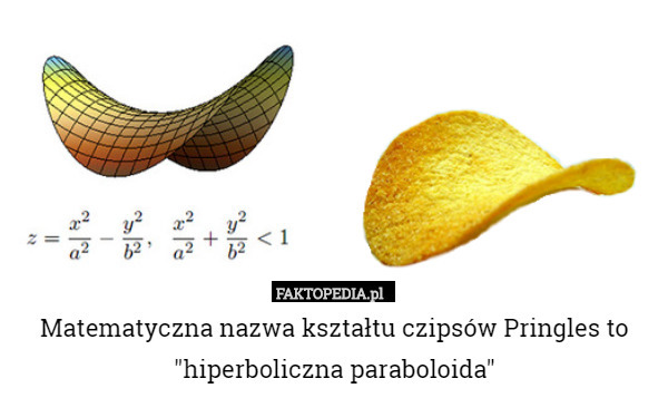 Matematyczna nazwa kształtu czipsów Pringles to "hiperboliczna paraboloida" 