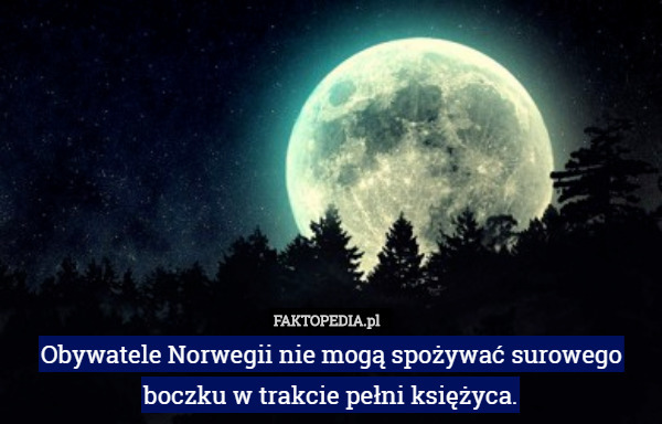 Obywatele Norwegii nie mogą spożywać surowego boczku w trakcie pełni księżyca. 