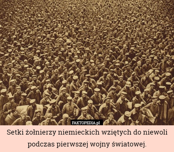 Setki żołnierzy niemieckich wziętych do niewoli podczas pierwszej wojny światowej. 