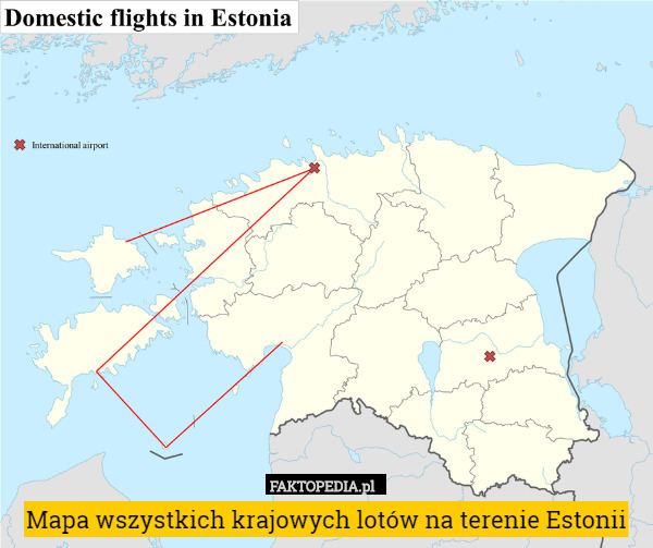 Mapa wszystkich krajowych lotów na terenie Estonii 