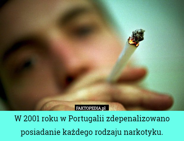 W 2001 roku w Portugalii zdepenalizowano posiadanie każdego rodzaju narkotyku. 