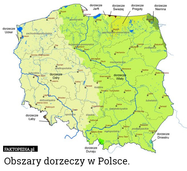 Obszary dorzeczy w Polsce. 