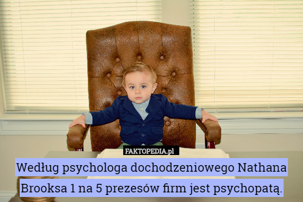 Według psychologa dochodzeniowego Nathana Brooksa 1 na 5 prezesów firm jest psychopatą. 