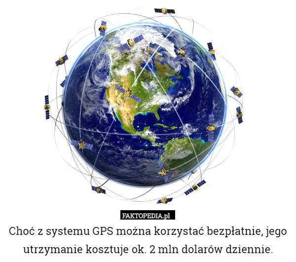 Choć z systemu GPS można korzystać bezpłatnie, jego utrzymanie kosztuje ok. 2 mln dolarów dziennie. 