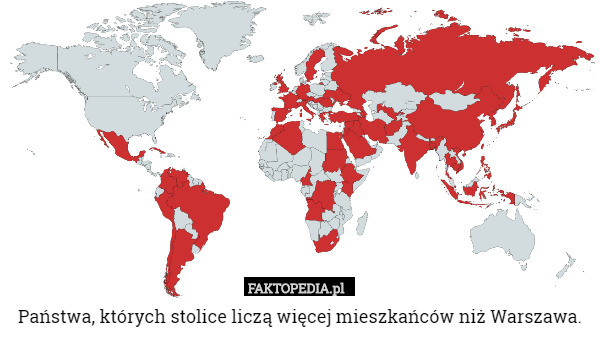 Państwa, których stolice liczą więcej mieszkańców niż Warszawa. 
