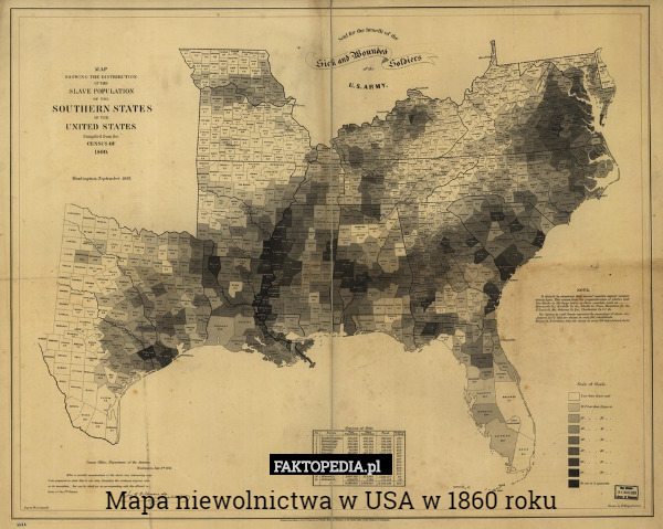 Mapa niewolnictwa w USA w 1860 roku 