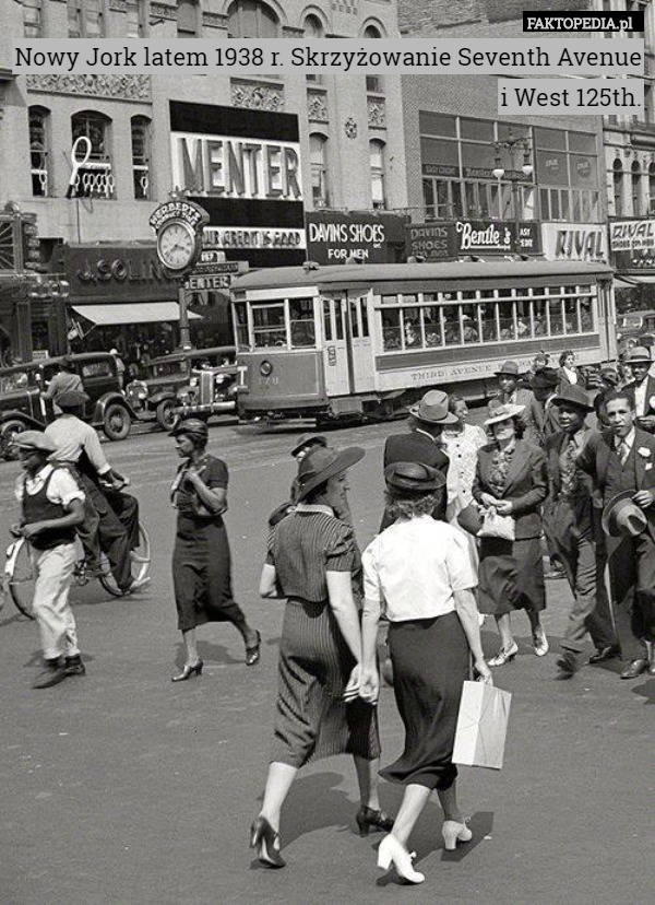 Nowy Jork latem 1938 r. Skrzyżowanie Seventh Avenue i West 125th. 