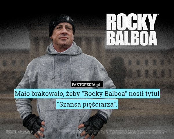 Mało brakowało, żeby "Rocky Balboa" nosił tytuł "Szansa pięściarza". 