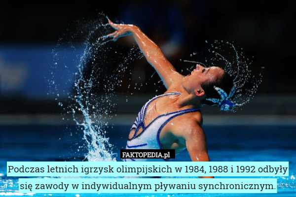 Podczas letnich igrzysk olimpijskich w 1984, 1988 i 1992 odbyły się zawody w indywidualnym pływaniu synchronicznym. 