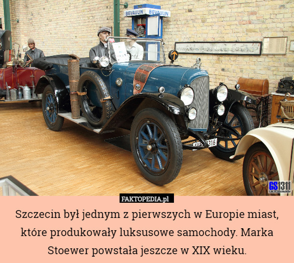 Szczecin był jednym z pierwszych w Europie miast, które produkowały luksusowe samochody. Marka Stoewer powstała jeszcze w XIX wieku. 