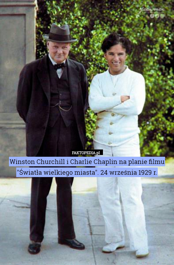 Winston Churchill i Charlie Chaplin na planie filmu "Światła wielkiego miasta". 24 września 1929 r. 